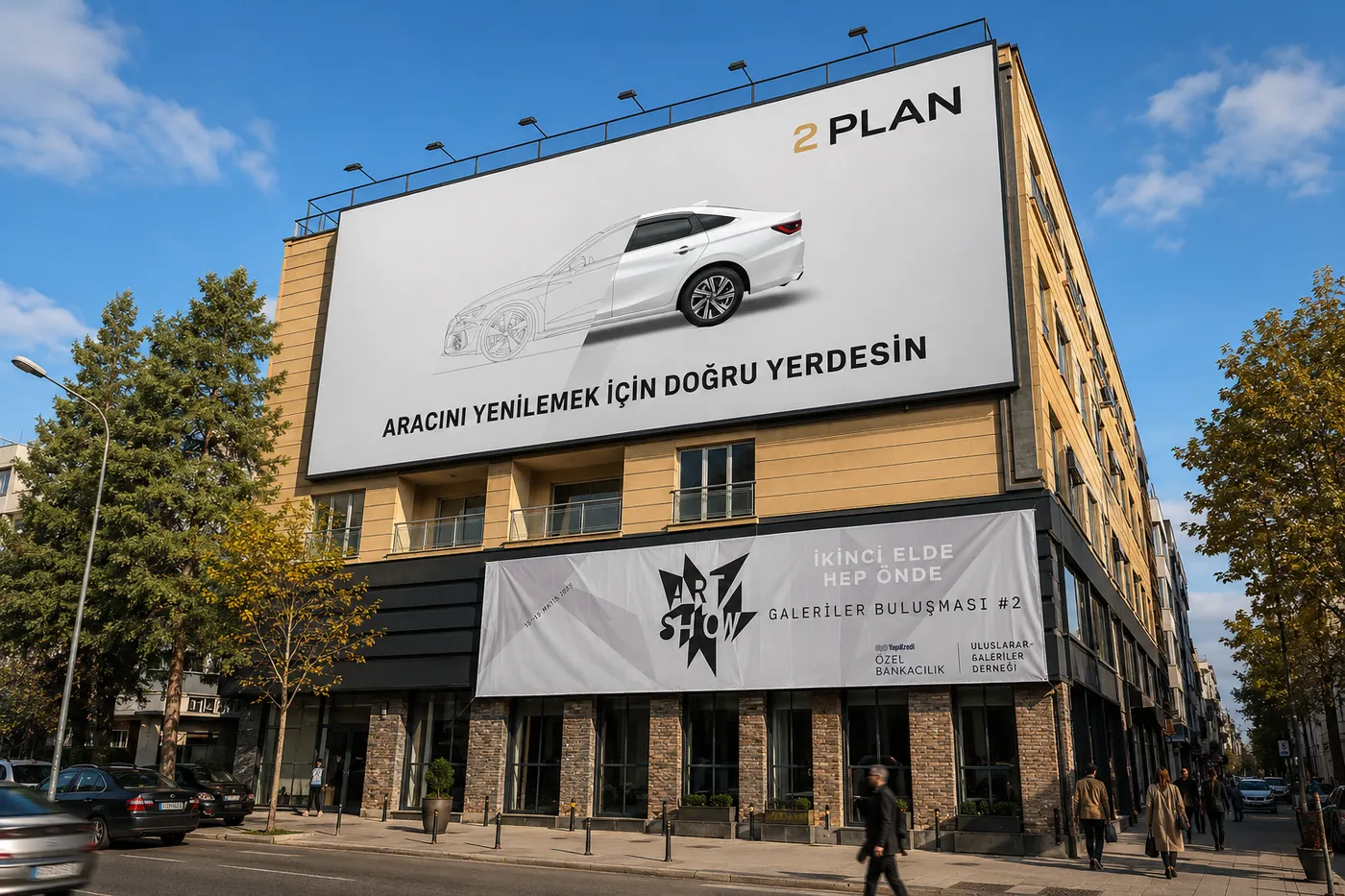 Etiler 2Plan – Bina Cephe Giydirme ve UV Baskı Uygulaması